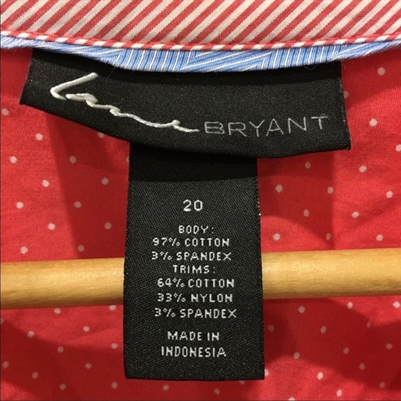 LANE Bryant polka dot button down top size 20 coral white - Picture 6 of 7